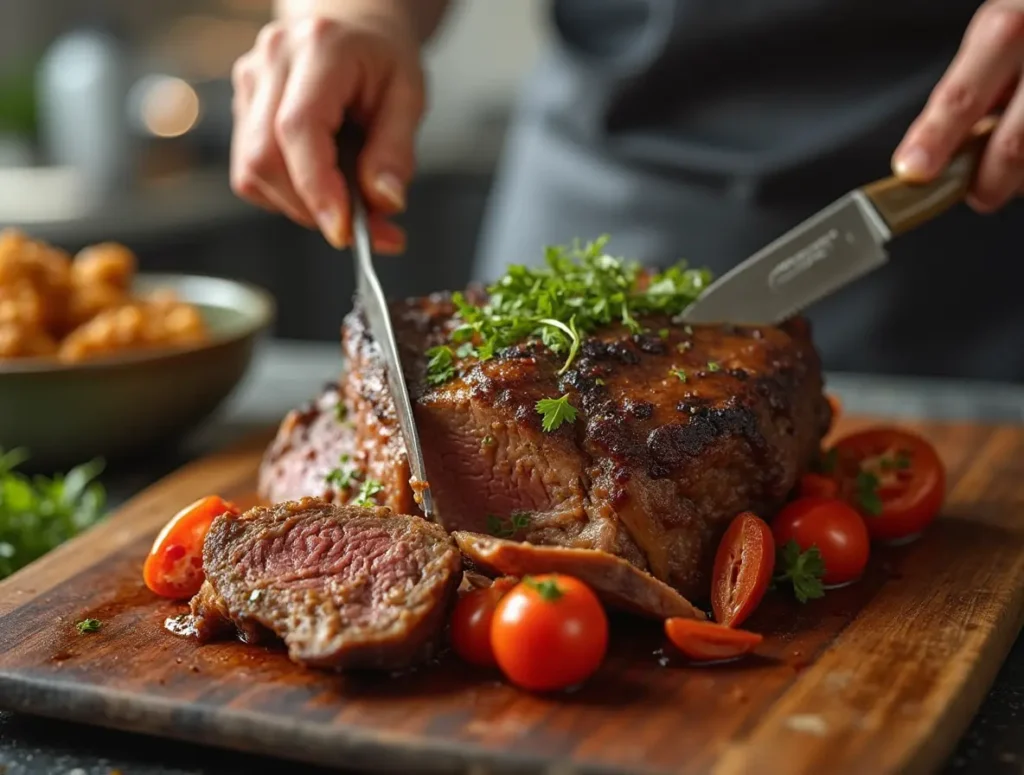 Golden, tender beef arm roast with a rich caramelized crust.