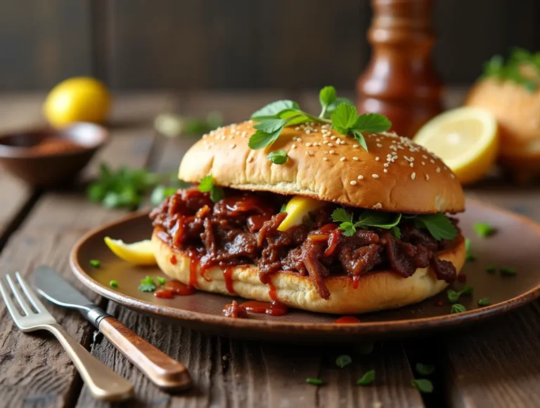 Delicious Beef Brisket Sandwich with tender meat and savory toppings