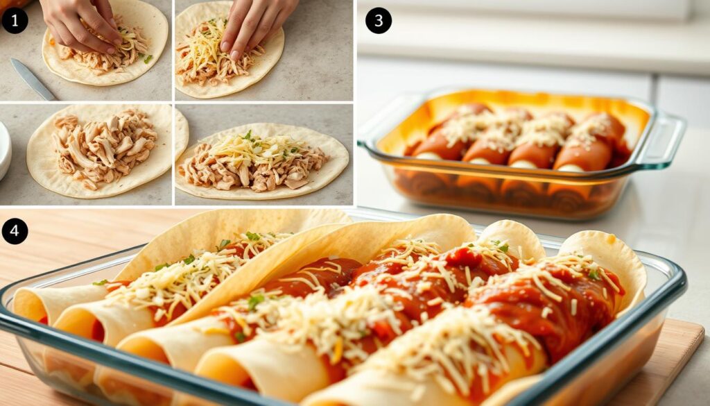 Chicken Enchiladas Assembly Process