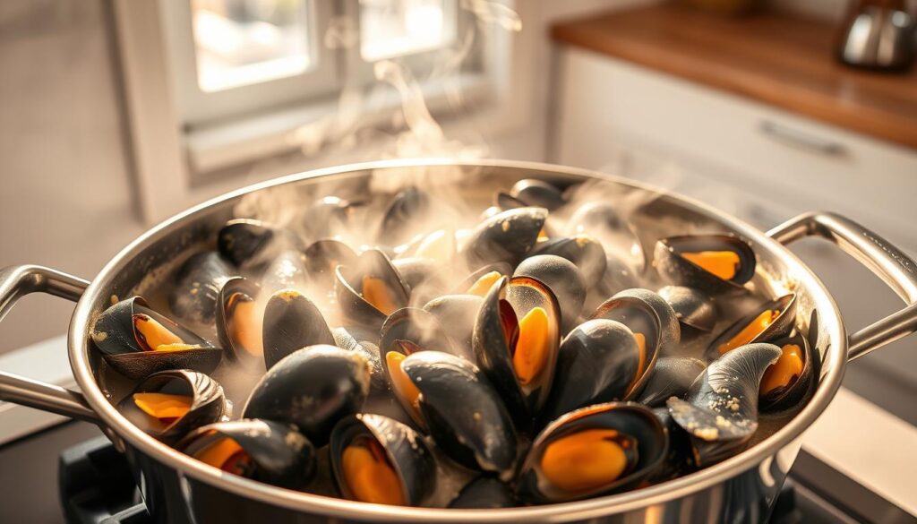 Steamed Mussels Cooking Process